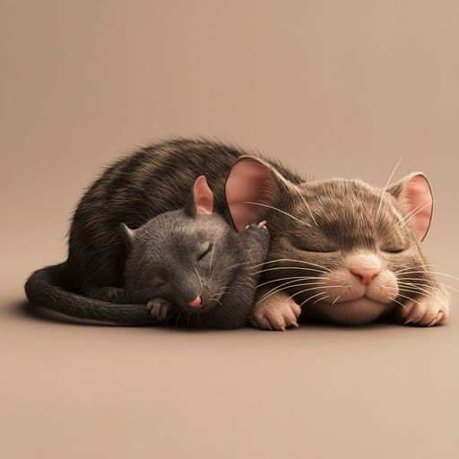 Les deux Rats et le Chat endormi