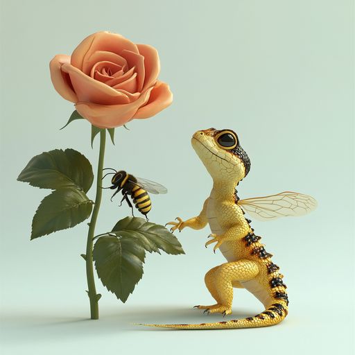 Le Lézard, l'Abeille et la Rose