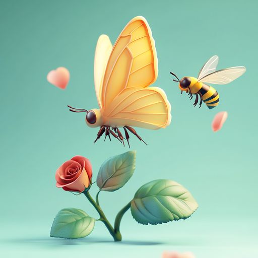 Le Papillon, l'Abeille et la Rose