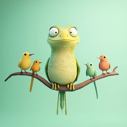 Le Caméléon et les Oiseaux