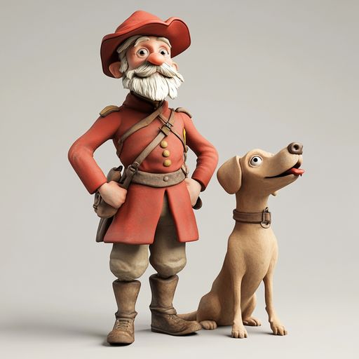 La vieux Soldat Simon et son chien Marengo