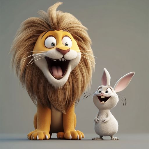 Le Lion devenu fou et le Lapin