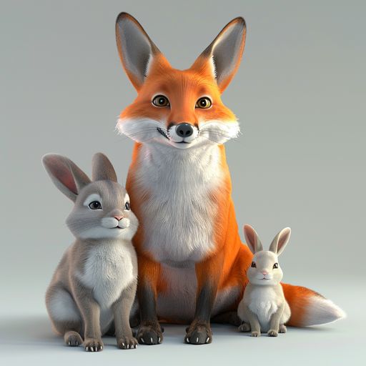 Le Renard et les jeunes Lapins