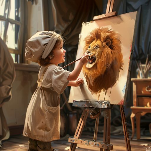 Le Fils et le Lion peint