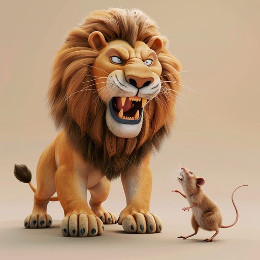 Le Lion qui a peur d’une souris et le Renard