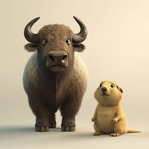 Le Bison et le Chien de prairie