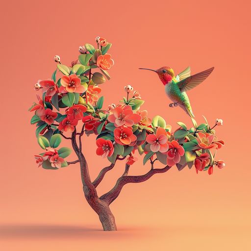 Le Colibri et le Buisson fleuri