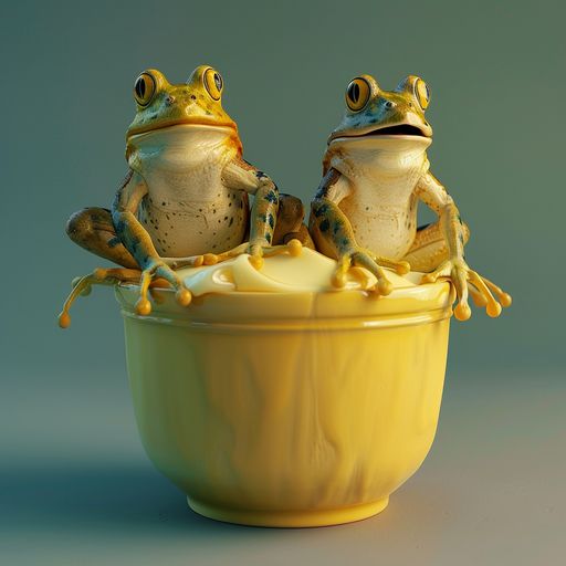 Les Grenouilles et le pot de crème