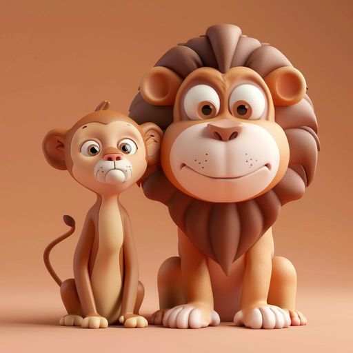 Le Lion, le Singe, et les deux Ânes