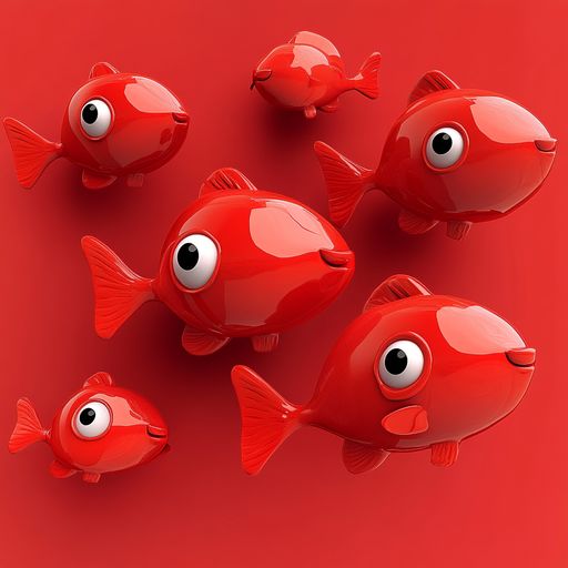 Les petits Poissons rouges dans un bassin