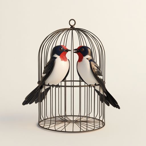 Deux Hirondelles dans une cage