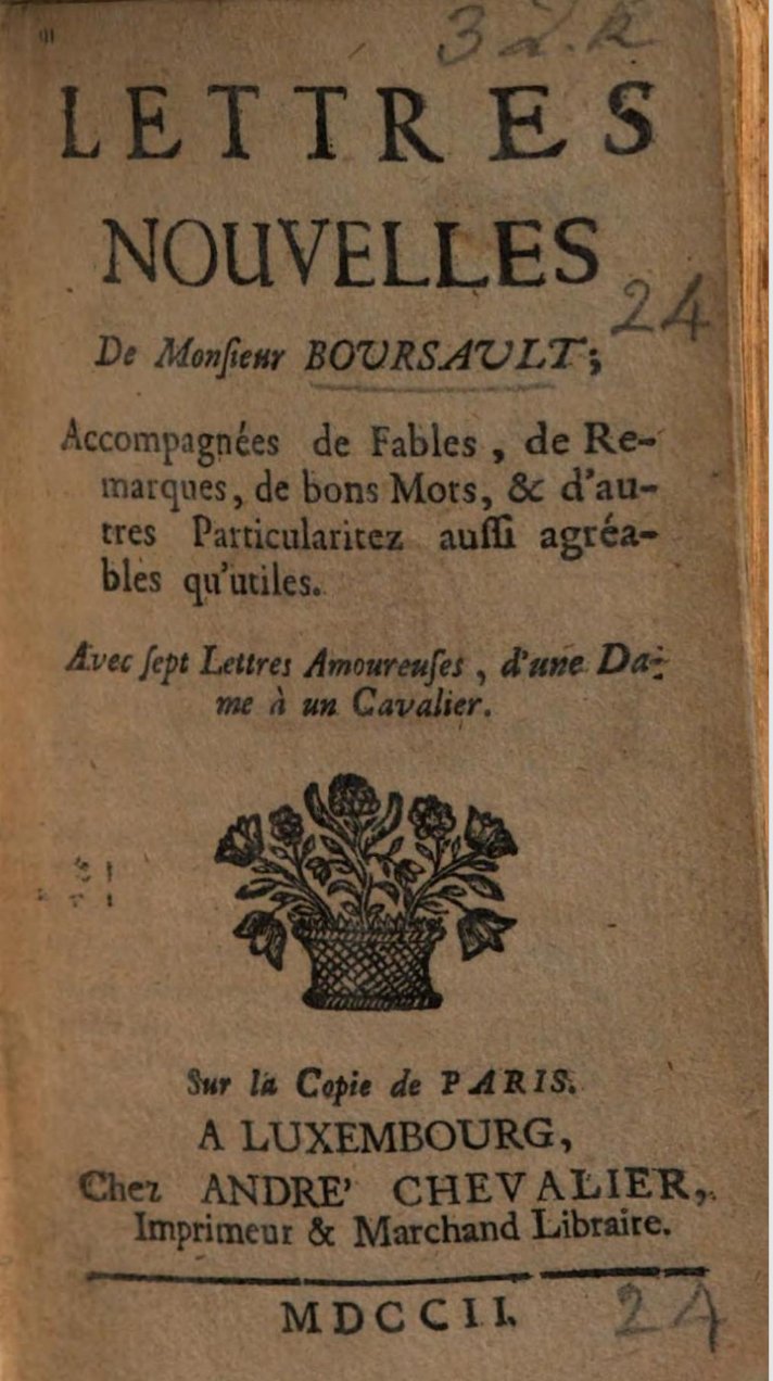 Lettres nouvelles de M. Boursault